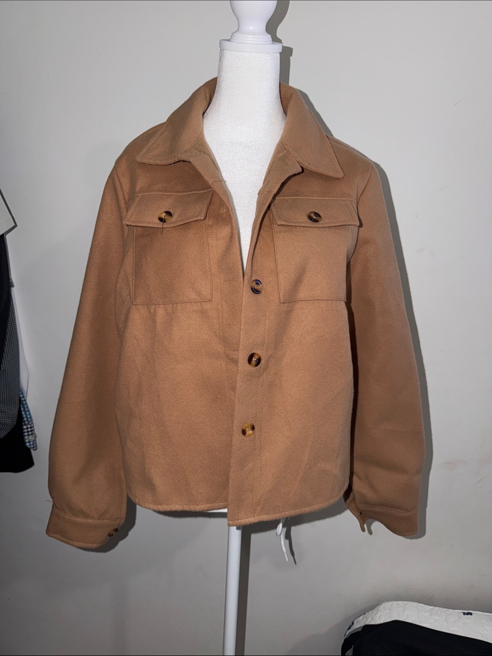 zeagoo Men's Tan Button-Front Shirt Jacket